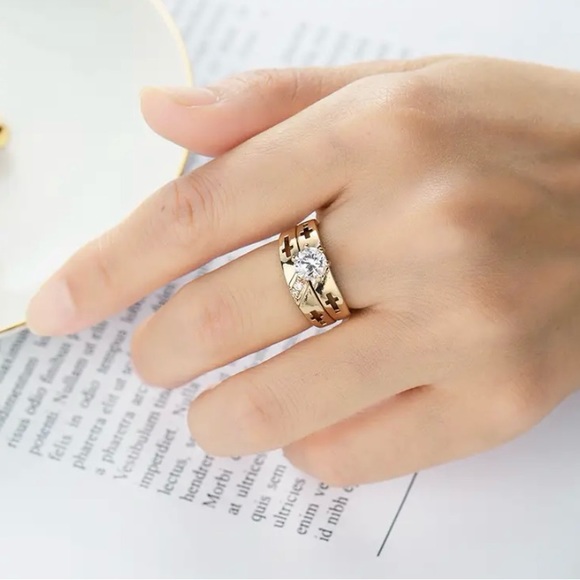 2pcs Stacking Rings Silver Plated Inlaid Shining
Gemstone Wedding Engagement - Picture 3 of 7